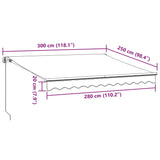 Manual Retractable Awning with LED Burgundy 300x250 cm