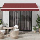 Automatic Retractable Awning with LED Burgundy 350x250 cm