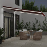 Manual Retractable Awning with LED Burgundy 400x300 cm