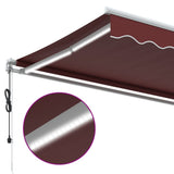 Automatic Retractable Awning with LED Burgundy 400x300 cm