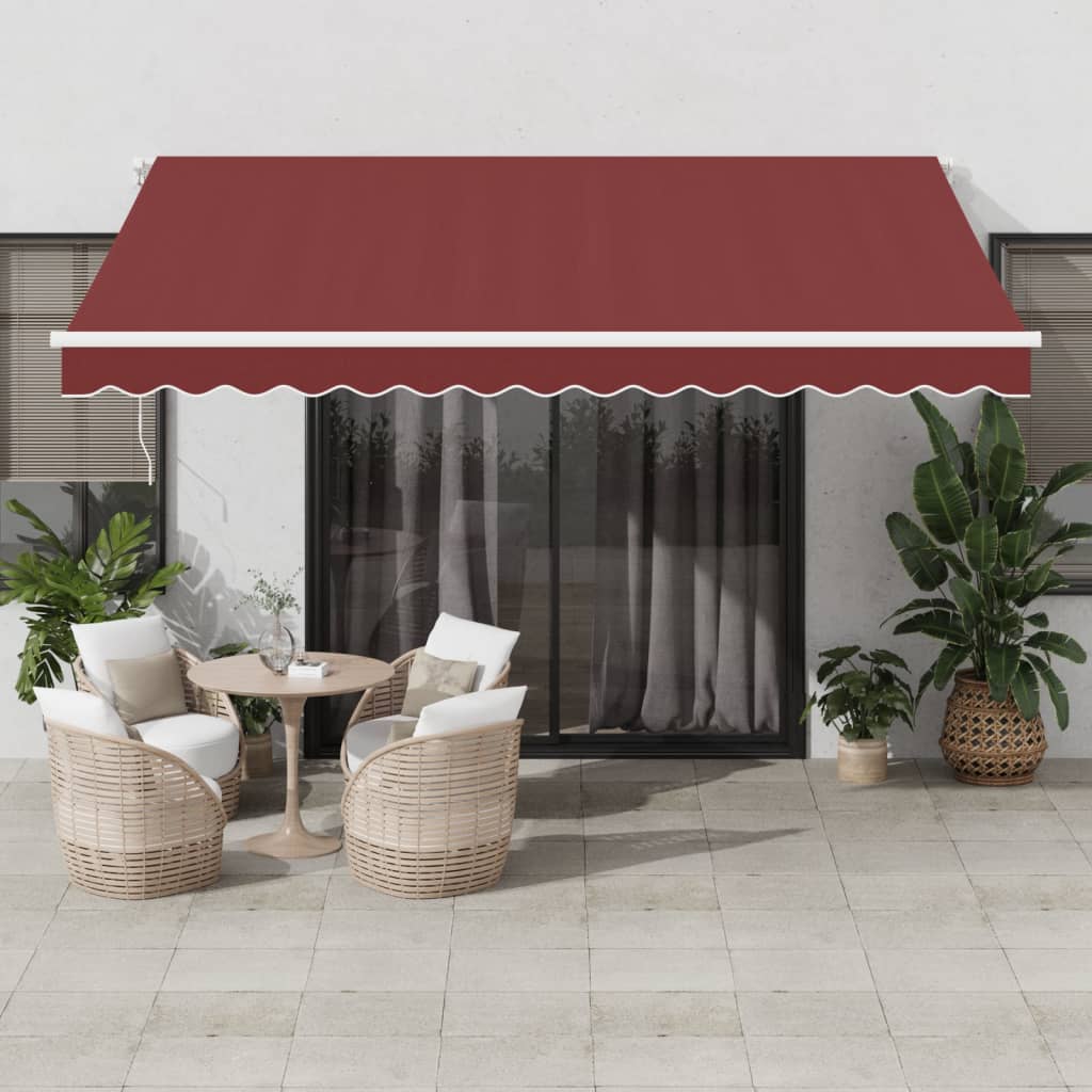 Automatic Retractable Awning with LED Burgundy 400x300 cm