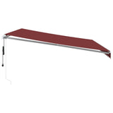 Automatic Retractable Awning with LED Burgundy 450x300 cm