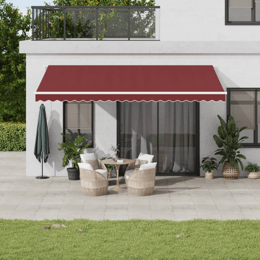 Manual Retractable Awning with LED Burgundy 500x300 cm