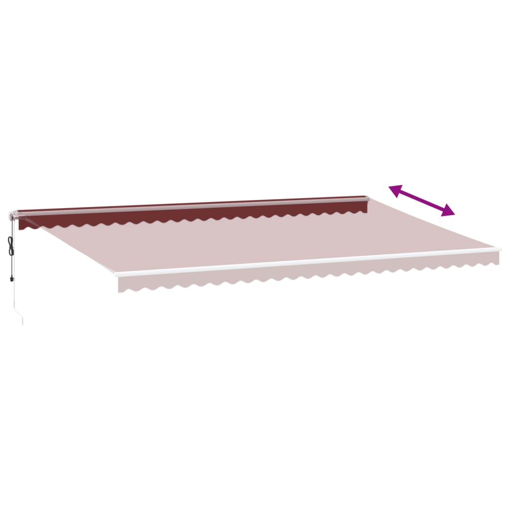 Automatic Retractable Awning with LED Burgundy 600x300 cm