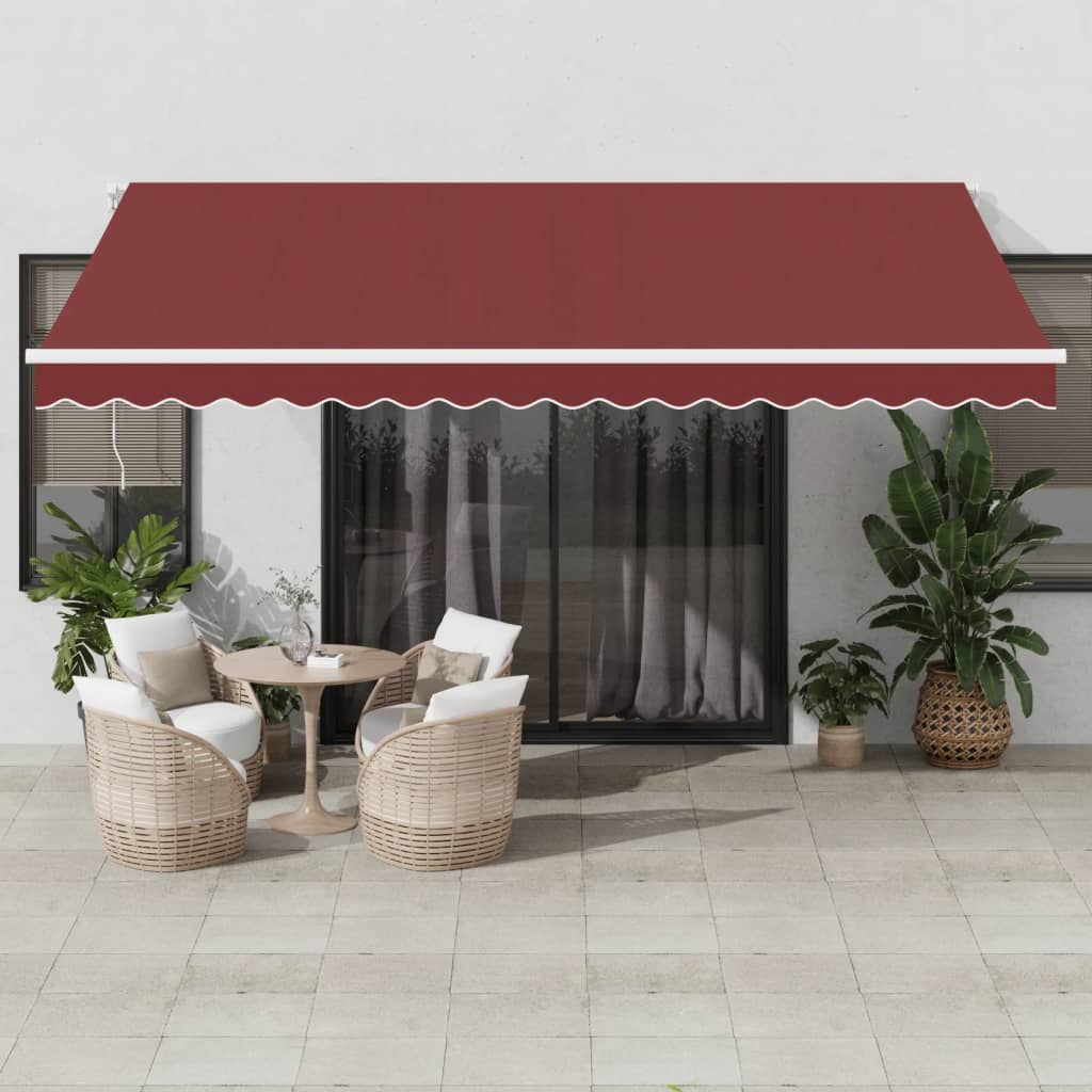 Automatic Retractable Awning with LED Burgundy 450x350 cm