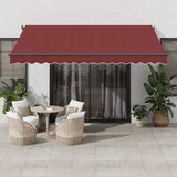 Manual Retractable Awning with LEDs Burgundy 400x350 cm