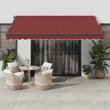 Automatic Retractable Awning with LEDs Burgundy 400x350 cm