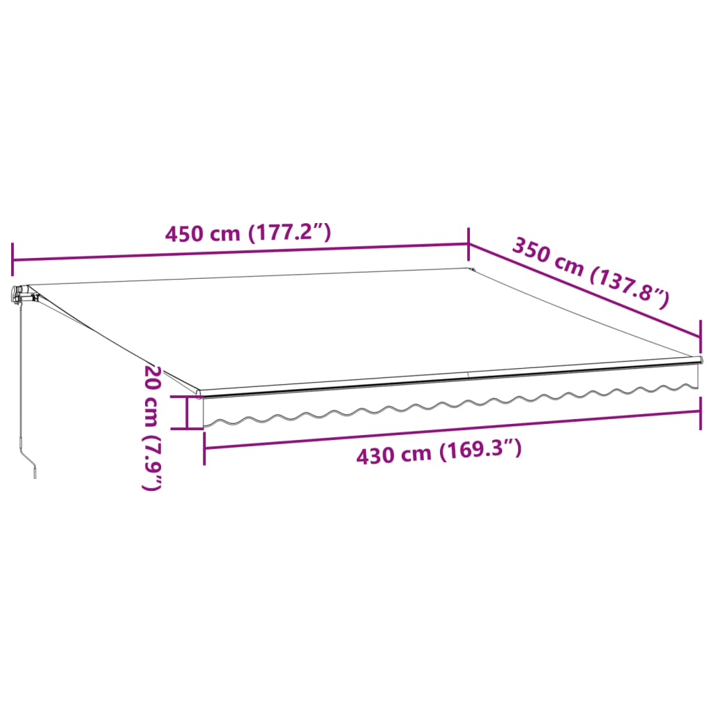 Manual Retractable Awning Burgundy 450x350 cm