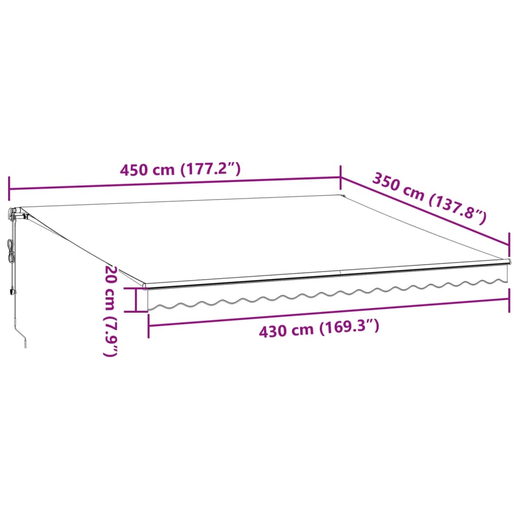 Automatic Retractable Awning Burgundy 450x350 cm