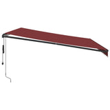 Automatic Retractable Awning with LEDs Burgundy 450x350 cm