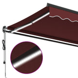 Automatic Retractable Awning with LEDs Burgundy 450x350 cm