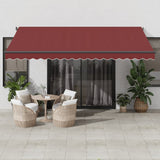 Automatic Retractable Awning with LEDs Burgundy 450x350 cm