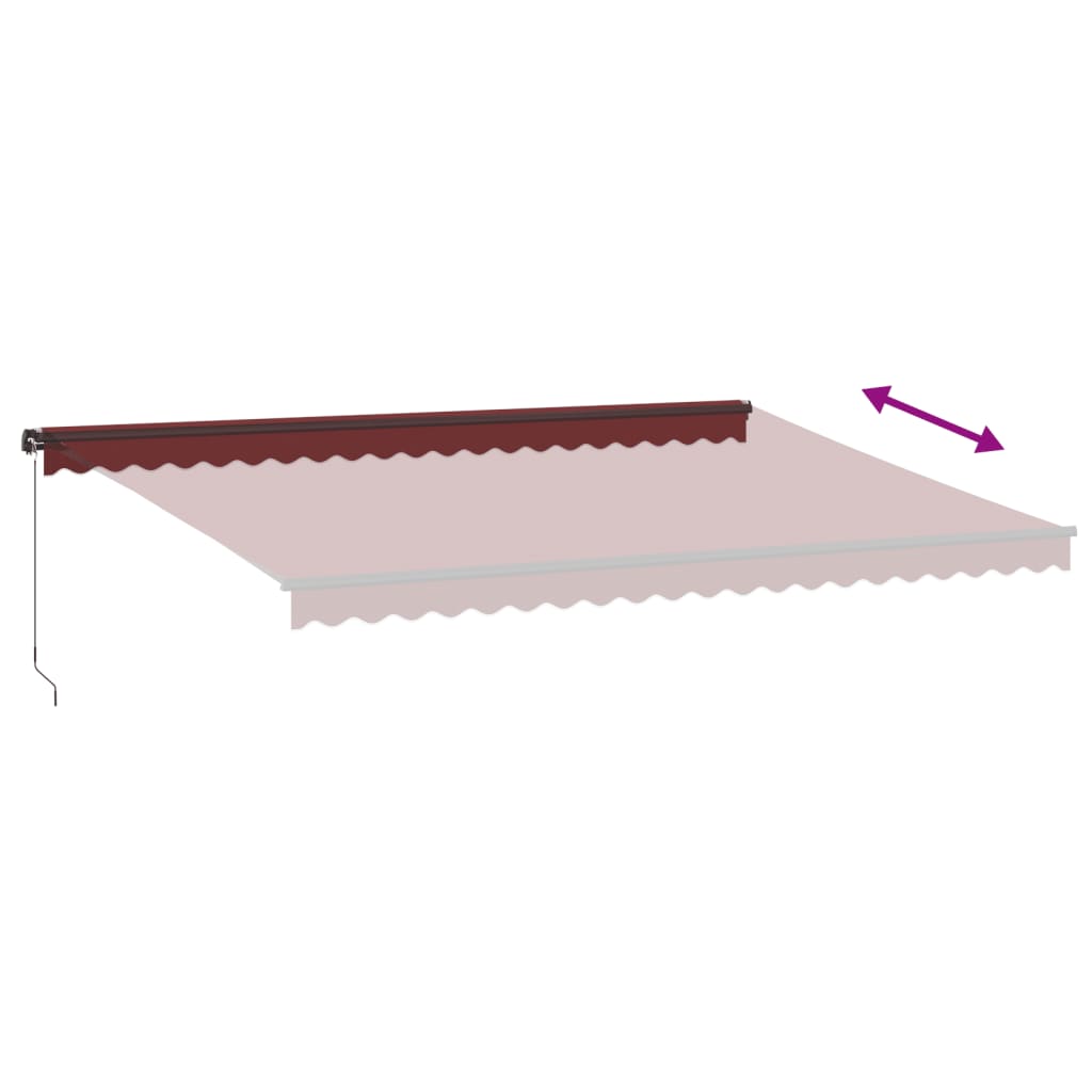 Manual Retractable Awning with LEDs Burgundy 500x350 cm