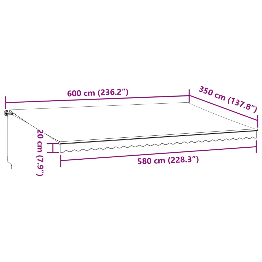 Manual Retractable Awning Burgundy 600x350 cm