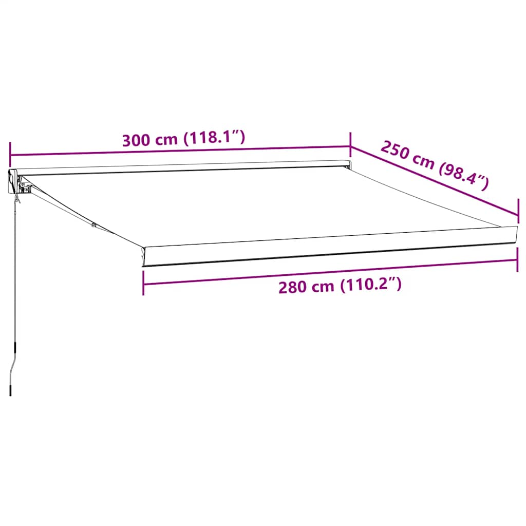 Manual Retractable Awning Burgundy 300x250 cm