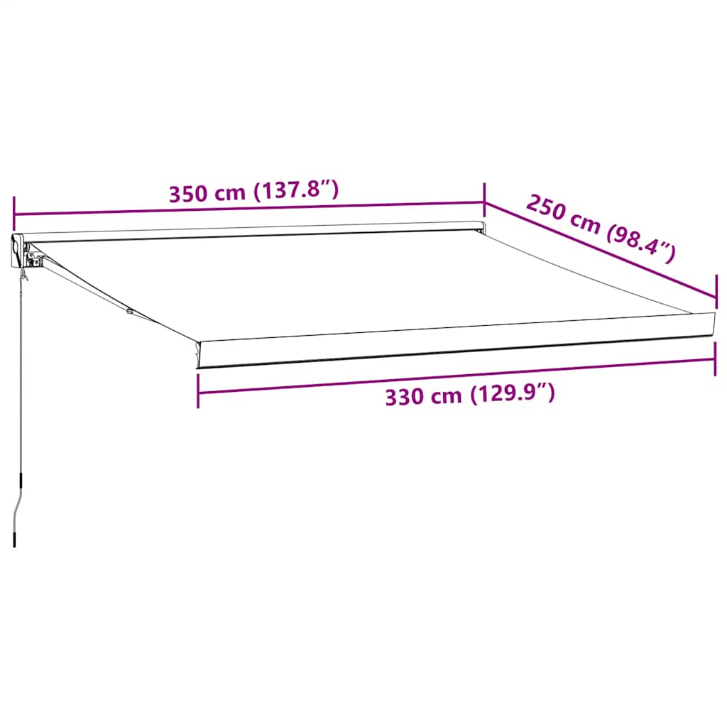 Manual Retractable Awning Burgundy 350x250 cm