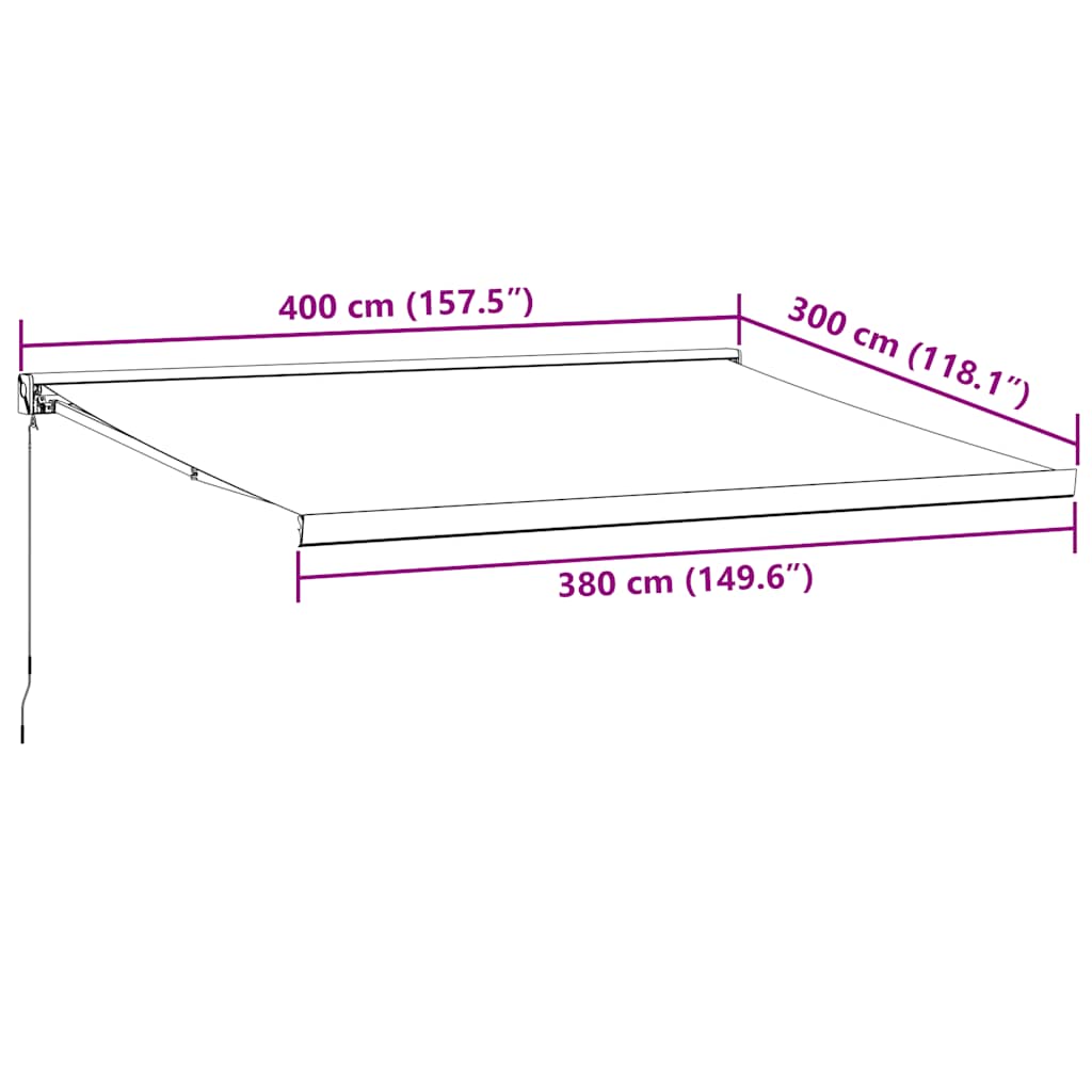 Manual Retractable Awning Burgundy 400x300 cm