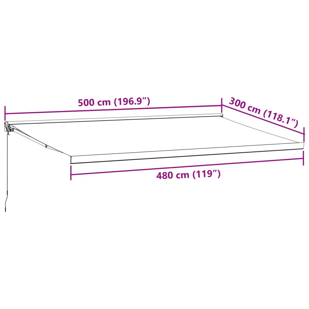 Manual Retractable Awning Burgundy 500x300 cm