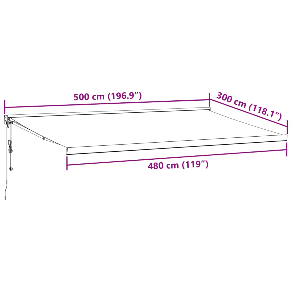 Automatic Retractable Awning Burgundy 500x300 cm