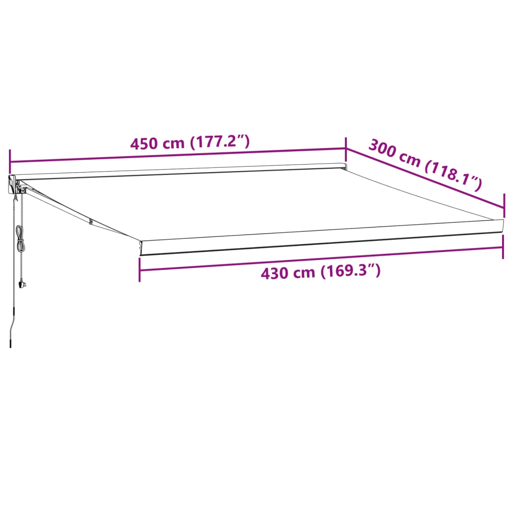 Automatic Retractable Awning Burgundy 450x300 cm