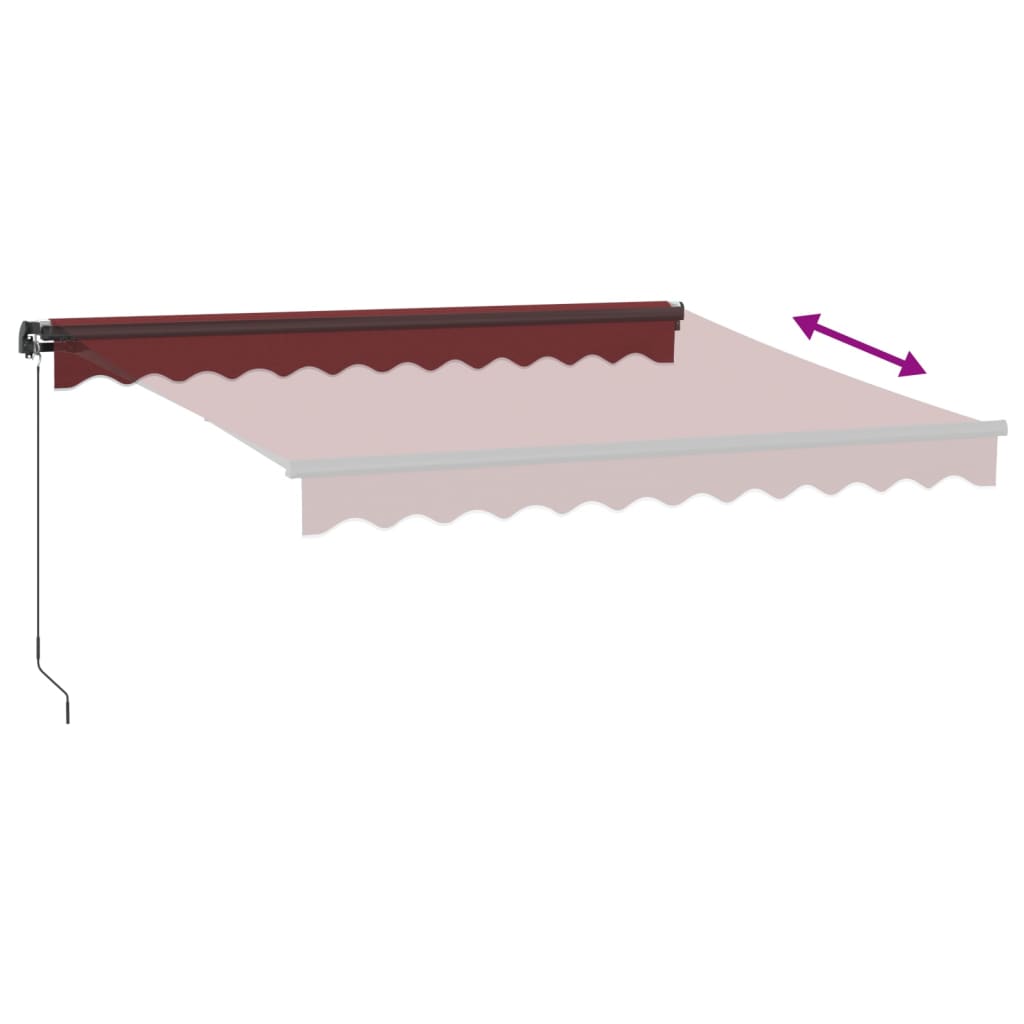 Manual Retractable Awning with LEDs Burgundy 300x250 cm