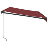 Manual Retractable Awning with LEDs Burgundy 350x250 cm