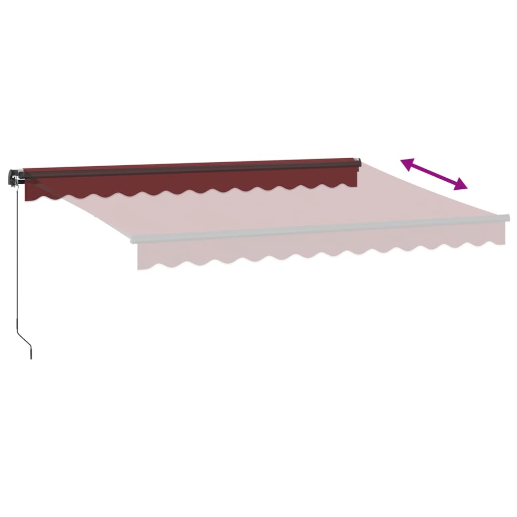 Manual Retractable Awning with LEDs Burgundy 350x250 cm