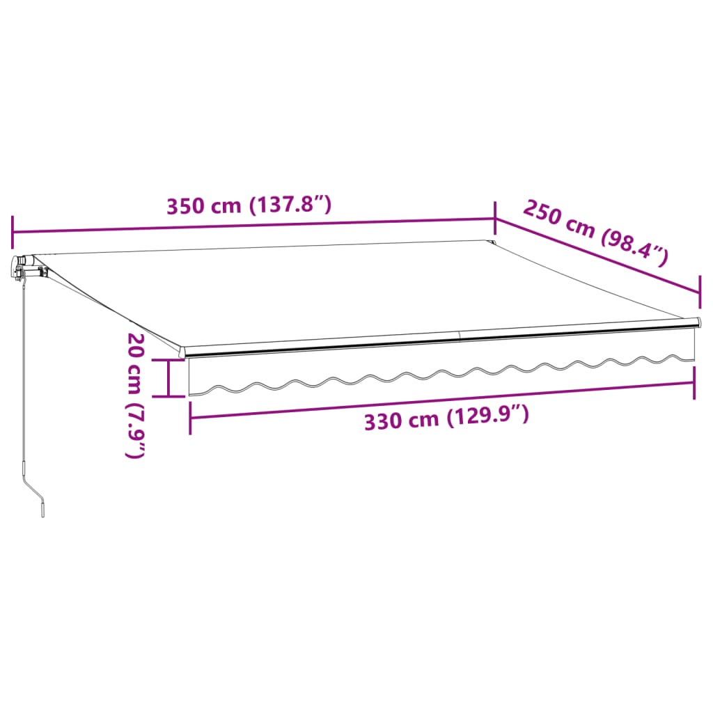 Manual Retractable Awning with LEDs Burgundy 350x250 cm