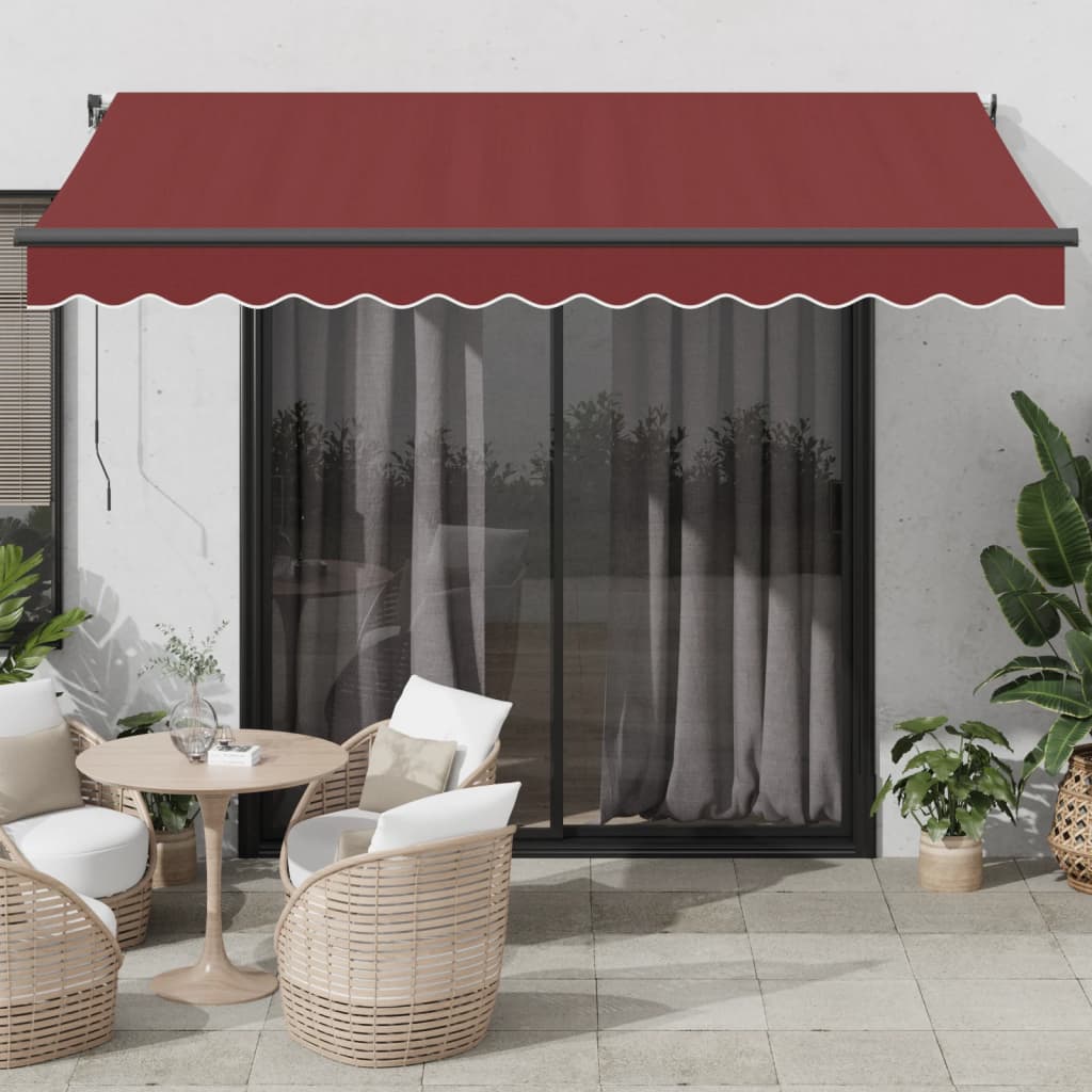 Manual Retractable Awning with LEDs Burgundy 350x250 cm