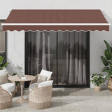 Automatic Retractable Awning with LED Brown 350x250 cm