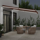 Manual Retractable Awning with LED Brown 400x300 cm