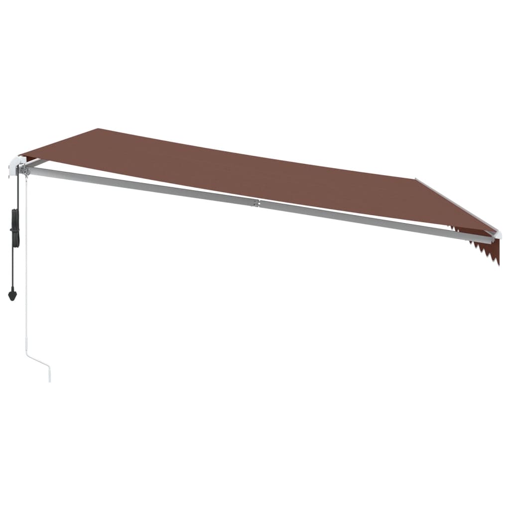 Automatic Retractable Awning with LED Brown 450x300 cm