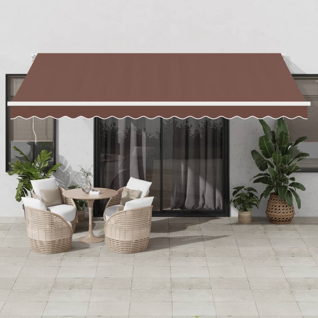 Automatic Retractable Awning with LED Brown 450x300 cm