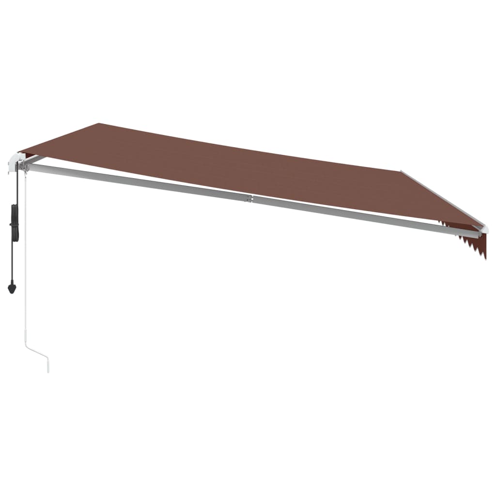 Automatic Retractable Awning with LED Brown 500x300 cm