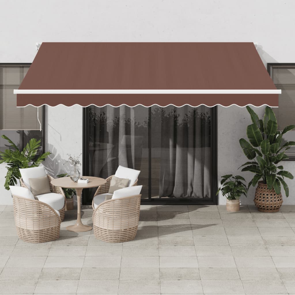 Automatic Retractable Awning with LED Brown 400x350 cm