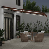 Manual Retractable Awning with LEDs Brown 400x350 cm