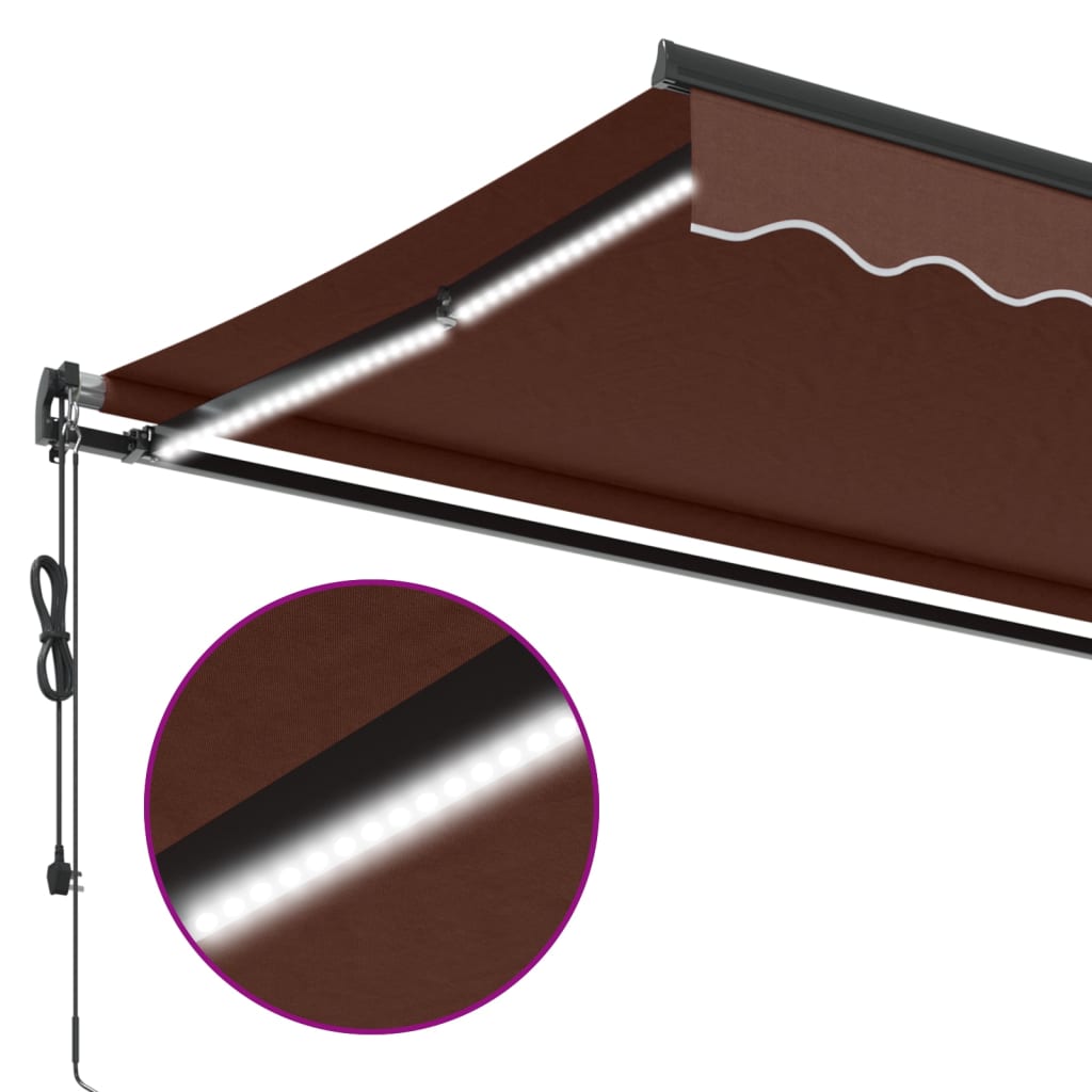 Automatic Retractable Awning with LEDs Brown 400x350 cm