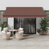 Automatic Retractable Awning with LEDs Brown 400x350 cm