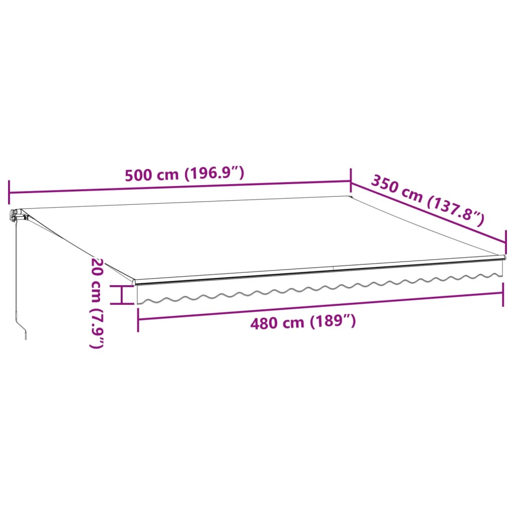 Manual Retractable Awning Brown 500x350 cm