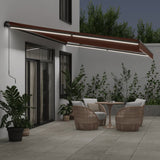 Manual Retractable Awning with LEDs Brown 500x350 cm