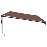 Automatic Retractable Awning with LEDs Brown 600x350 cm