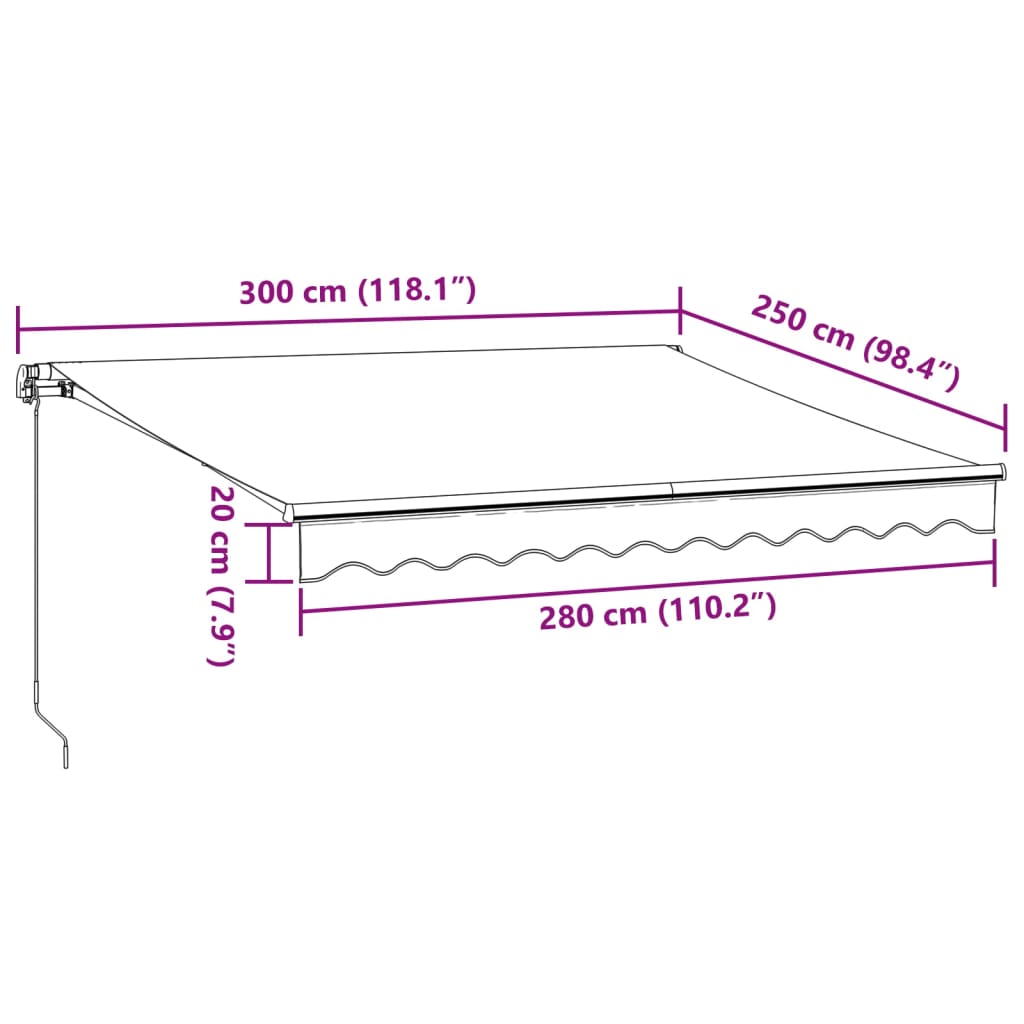 Manual Retractable Awning Brown 300x250 cm