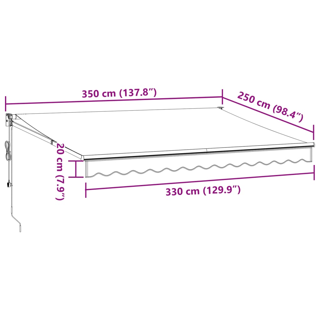 Automatic Retractable Awning Brown 350x250 cm