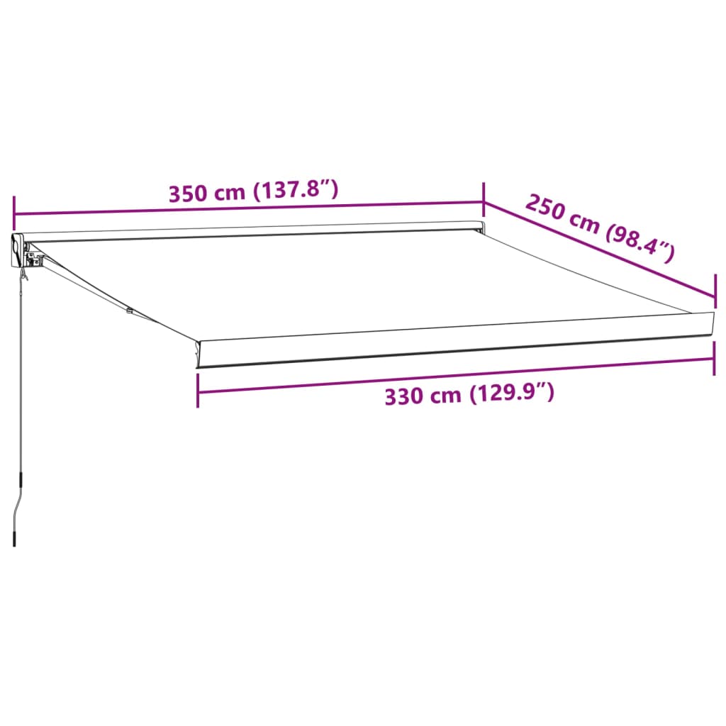 Manual Retractable Awning Brown 350x250 cm