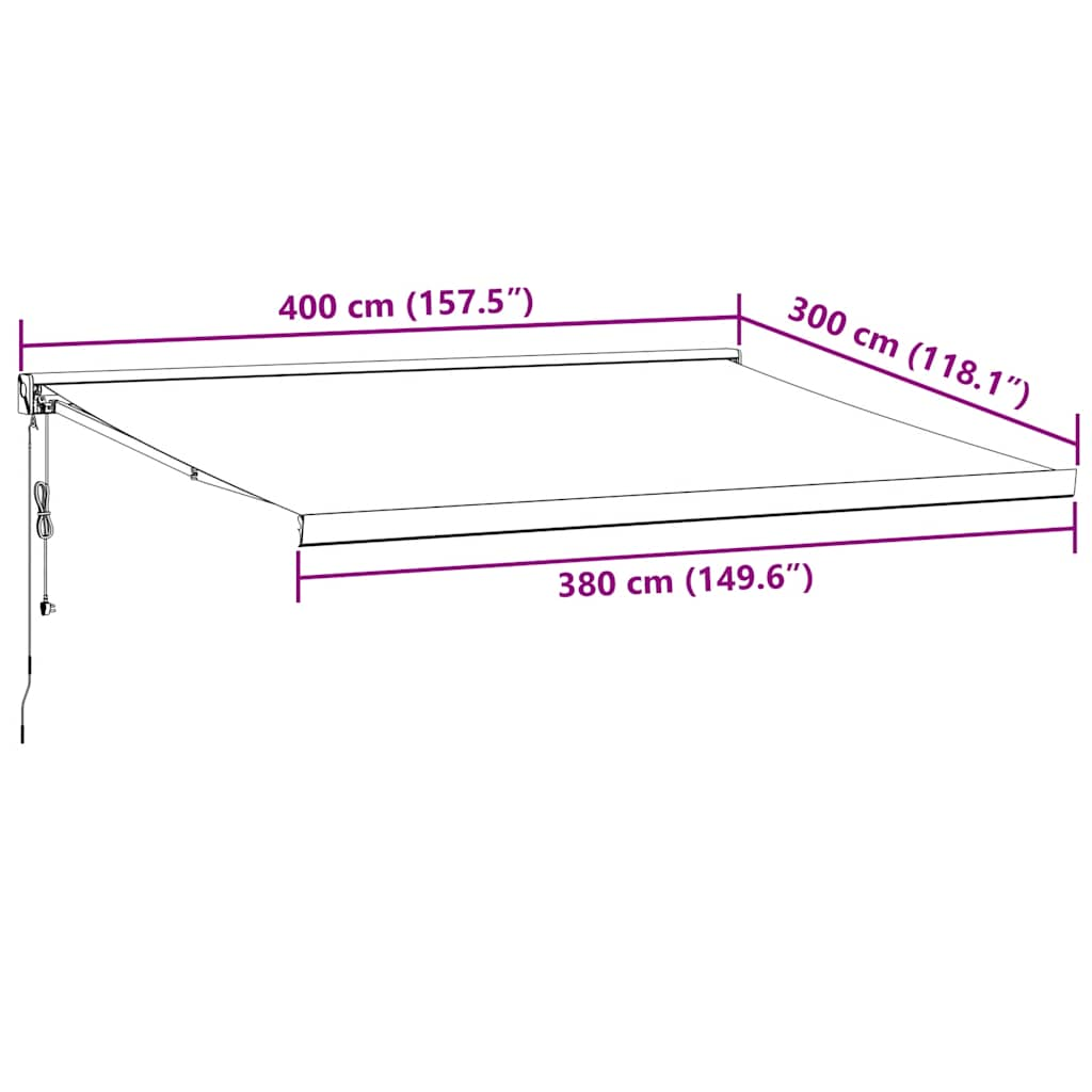 Automatic Retractable Awning Brown 400x300 cm