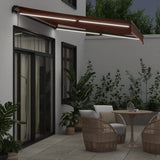 Manual Retractable Awning with LED Brown 300x250 cm