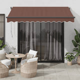 Manual Retractable Awning with LED Brown 300x250 cm