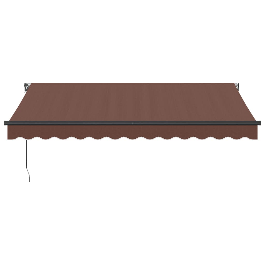 Manual Retractable Awning with LED Brown 350x250 cm