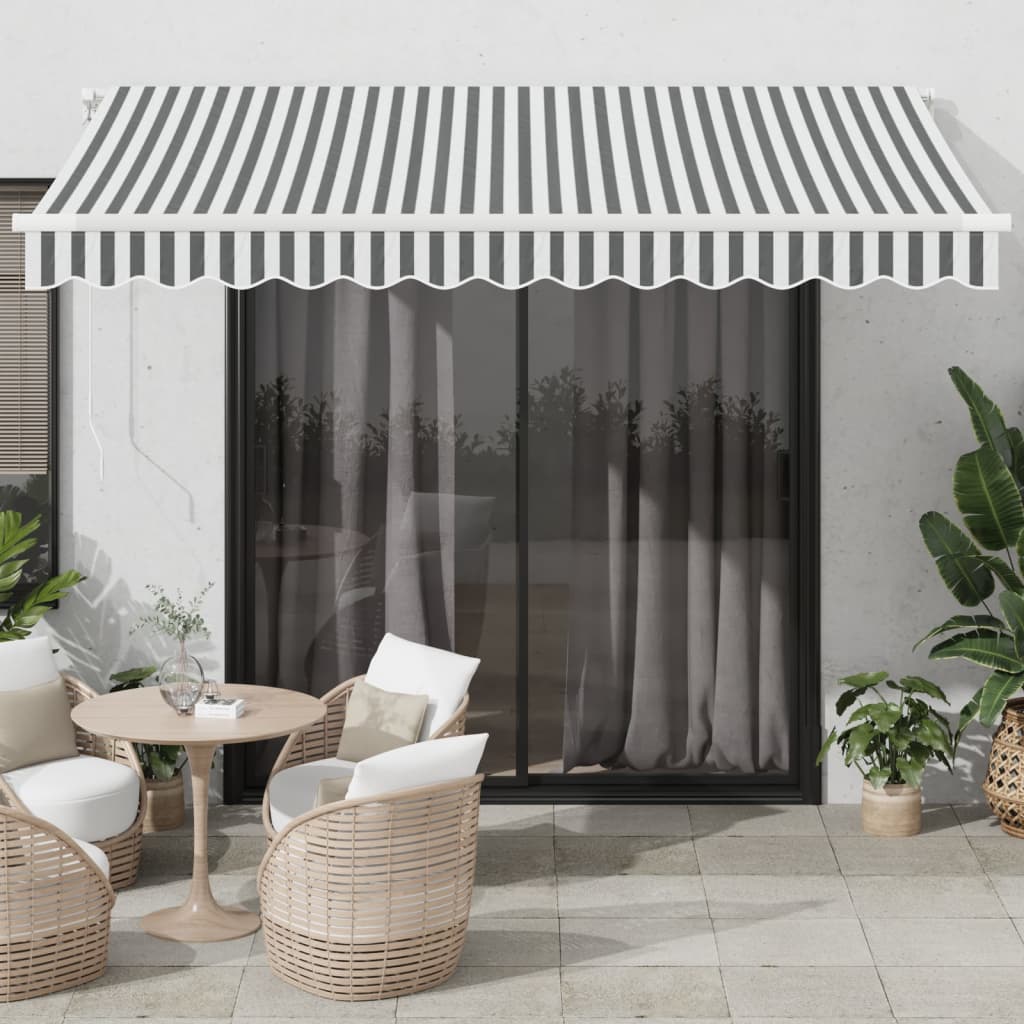 Automatic Retractable Awning with LED Anthracite&White 350x250 cm