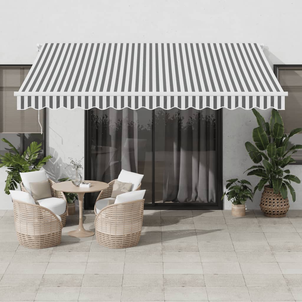 Manual Retractable Awning with LED Anthracite&White 400x300 cm